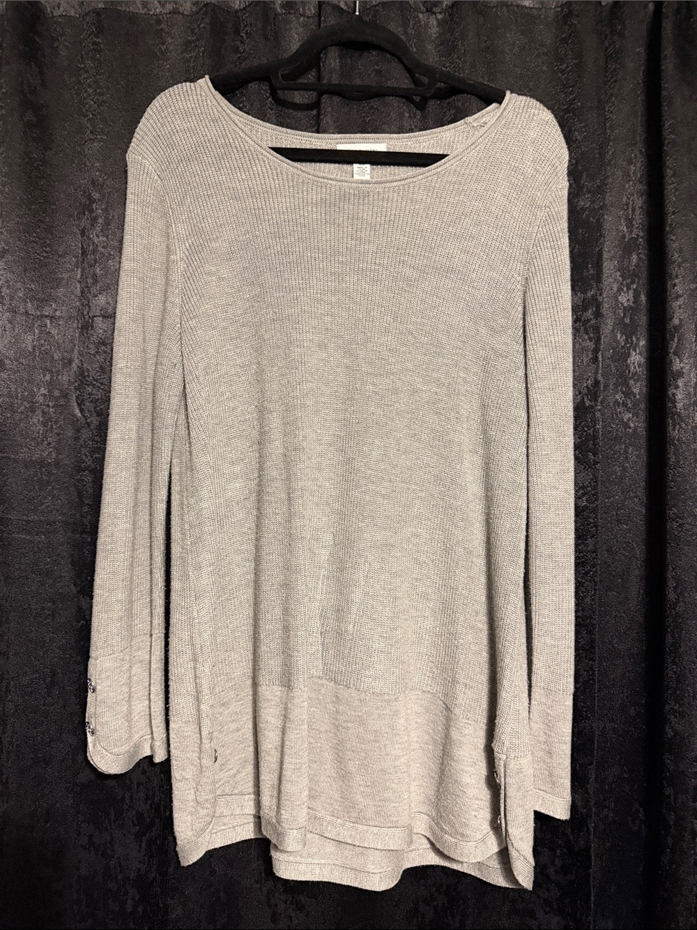 Calvin Klein Light Gray Ribbed Long Sleeve Top
